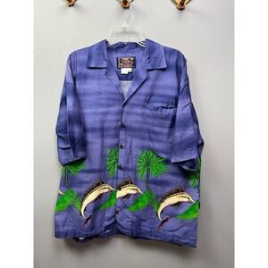 Original Hawaiian Shirt by Basix Mens large button front short sleeve‎ Tropical